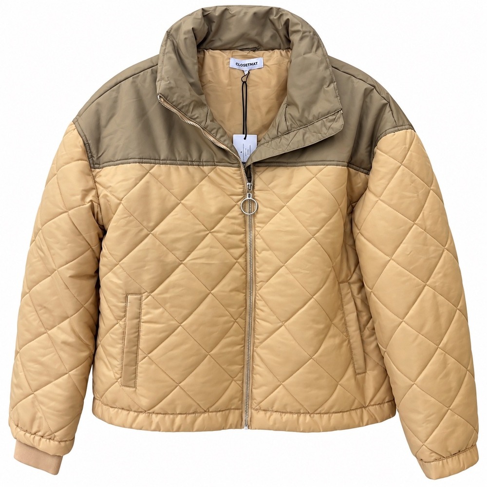 WeWoreWhat Colorblocked Quilted Puffer Jacket Small